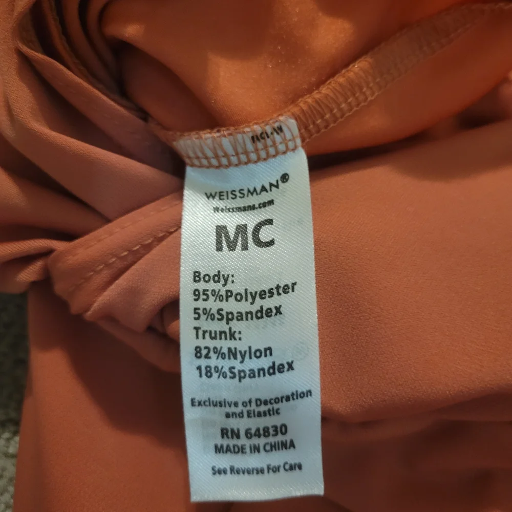 Weissman Sleeveless High-Neck Dance Dress in Rust